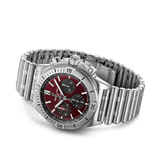 Breitling Chronomat B01 42 Six Nations Wales Red Dial Silver Steel Strap Watch for Men - AB0134A61K1A1