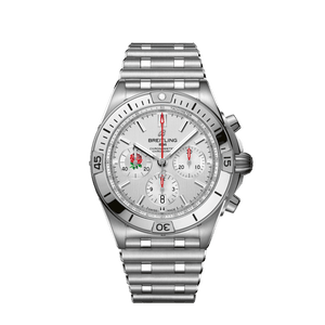 Breitling Chronomat B01 42 Six Nations England White Dial Silver Steel Strap Watch for Men - AB0134A71A1A1