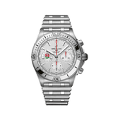 Breitling Chronomat B01 42 Six Nations England White Dial Silver Steel Strap Watch for Men - AB0134A71A1A1