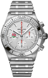 Breitling Chronomat B01 42 Six Nations England White Dial Silver Steel Strap Watch for Men - AB0134A71A1A1