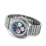 Breitling Chronomat B01 42 Six Nations France Blue Dial Silver Steel Strap Watch for Men - AB0134A81C1A1