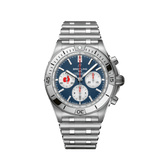 Breitling Chronomat B01 42 Six Nations France Blue Dial Silver Steel Strap Watch for Men - AB0134A81C1A1