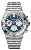 Breitling Chronomat B01 42 Six Nations France Blue Dial Silver Steel Strap Watch for Men - AB0134A81C1A1