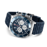 Breitling Super Chronomat B01 44 Blue Dial Blue Rubber Strap Watch for Men - AB0136161C1S1