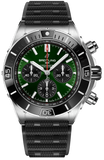 Breitling Super Chronomat B01 44 Green Dial Black Rubber Strap Watch for Men - AB0136251L1S1