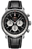 Breitling Navitimer B01 Chronograph 46 Black Dial Black Leather Strap Watch for Men - AB0137211B1P1