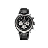 Breitling Navitimer B01 Chronograph 46 Black Dial Black Leather Strap Watch for Men - AB0137211B1P1