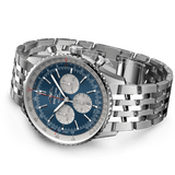 Breitling Navitimer B01 Chronograph 46 Blue Dial Silver Steel Strap Watch for Men - AB0137211C1A1