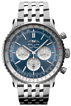 Breitling Navitimer B01 Chronograph 46 Blue Dial Silver Steel Strap Watch for Men - AB0137211C1A1