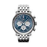 Breitling Navitimer B01 Chronograph 46 Blue Dial Silver Steel Strap Watch for Men - AB0137211C1A1