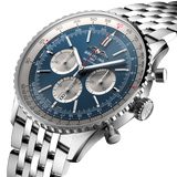 Breitling Navitimer B01 Chronograph 46 Blue Dial Silver Steel Strap Watch for Men - AB0137211C1A1