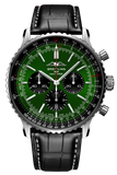 Breitling Navitimer B01 Chronograph 46 Green Dial Black Leather Strap Watch for Men - AB0137241L1P1