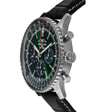 Breitling Navitimer B01 Chronograph 46 Green Dial Black Leather Strap Watch for Men - AB0137241L1P1