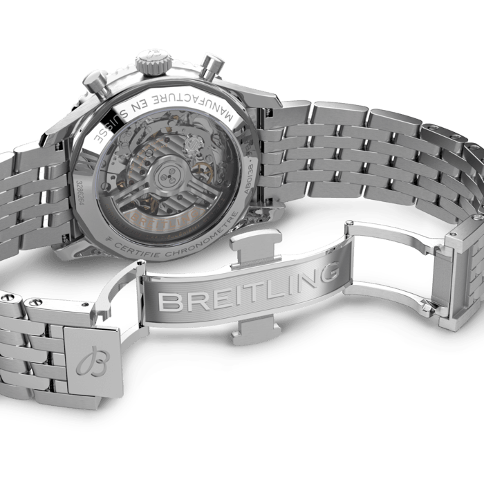 Breitling Navitimer B01 Chronograph 43 Black Dial Silver Steel Strap Watch for Men - AB0138211B1A1