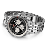 Breitling Navitimer B01 Chronograph 43 Black Dial Silver Steel Strap Watch for Men - AB0138211B1A1