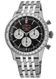 Breitling Navitimer B01 Chronograph 43 Black Dial Silver Steel Strap Watch for Men - AB0138211B1A1