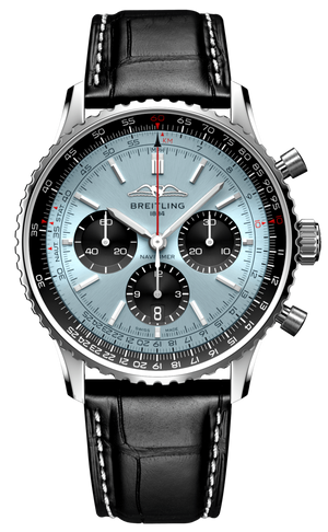 Breitling Navitimer B01 Chronograph 43 Blue Dial Black Leather Strap Watch for Men - AB0138241C1P1