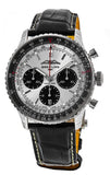 Breitling Navitimer B01 Chronograph 43 Silver Dial Black Leather Strap Watch for Men - AB0138241G1P1