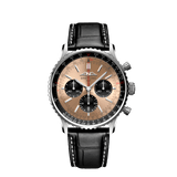 Breitling Navitimer B01 Chronograph 43 Brown Dial Black Leather Strap Watch for Men - AB0138241K1P1