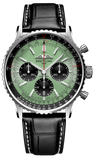 Breitling Navitimer B01 Chronograph 43 Green Dial Black Leather Strap Watch for Men - AB0138241L1P1