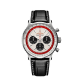 Breitling Navitimer B01 Chronograph 43 Boeing 747 White Dial Black Leather Strap Watch for Men - AB01383B1G1P1