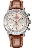 Breitling Navitimer B01 Chronograph 41 White Dial Brown Leather Strap Watch for Men - AB0139211G1P1