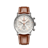 Breitling Navitimer B01 Chronograph 41 White Dial Brown Leather Strap Watch for Men - AB0139211G1P1