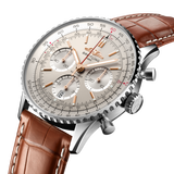 Breitling Navitimer B01 Chronograph 41 White Dial Brown Leather Strap Watch for Men - AB0139211G1P1