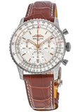 Breitling Navitimer B01 Chronograph 41 White Dial Brown Leather Strap Watch for Men - AB0139211G1P1