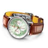 Breitling Navitimer B01 Chronograph 41 Green Dial Brown Leather Strap Watch for Men - AB0139211L1P1