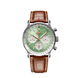 Breitling Navitimer B01 Chronograph 41 Green Dial Brown Leather Strap Watch for Men - AB0139211L1P1