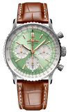 Breitling Navitimer B01 Chronograph 41 Green Dial Brown Leather Strap Watch for Men - AB0139211L1P1