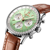 Breitling Navitimer B01 Chronograph 41 Green Dial Brown Leather Strap Watch for Men - AB0139211L1P1