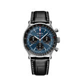 Breitling Navitimer B01 Chronograph 41 Blue Dial Black Leather Strap Watch for Men - AB0139241C1P1