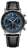 Breitling Navitimer B01 Chronograph 41 Blue Dial Black Leather Strap Watch for Men - AB0139241C1P1