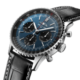 Breitling Navitimer B01 Chronograph 41 Blue Dial Black Leather Strap Watch for Men - AB0139241C1P1