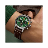 Breitling Top Time B01 Ford Mustang Green Dial Brown Leather Strap Watch for Men - AB01762A1L1X1