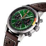 Breitling Top Time B01 Ford Mustang Green Dial Brown Leather Strap Watch for Men - AB01762A1L1X1