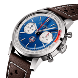 Breitling Top Time B01 Shelby Cobra Blue Dial Brown Leather Strap Watch for Men - AB01763A1C1X1