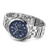 Breitling Super Avi B04 Chronograph GMT 46 Tribute to Vought F4U Corsair Blue Dial Silver Steel Strap Watch for Men - AB04451A1C1A1