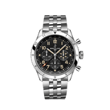 Breitling Super Avi B04 Chronograph GMT 46 P-51 Mustang Black Dial Silver Steel Strap Watch for Men - AB04453A1B1A1