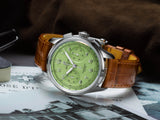 Breitling Premier B09 Chronograph 40 Green Dial Brown Leather Strap Watch for Men - AB0930D31L1P1