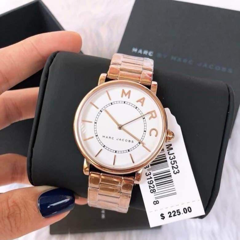 Marc Jacobs Roxy White Dial Rose Gold Steel Strap Watch for Women - MJ3523