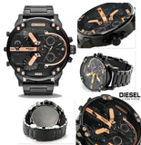 Diesel Big Daddy Black Dial Black Steel Strap Watch For Men - DZ7312