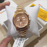 Michael Kors Runway Chronograph Rose Gold Dial Rose Gold Steel Strap Watch for Women - MK5430