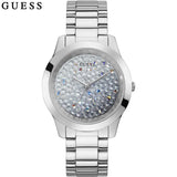 Guess Crush Silver Dial Silver Steel Strap Watch For Women - GW0020L1