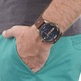 Diesel Mini Daddy Analog Blue Dial Brown Leather Strap Watch For Men - DZ7339