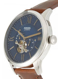 Fossil Townsman Automatic Blue Dial Brown Leather Strap Watch for Men - ME3110