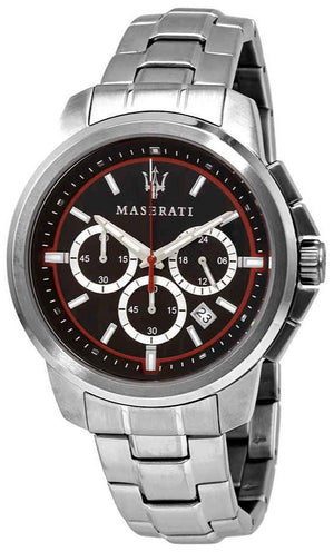 Maserati Successo Chronograph Black Dial Silver Steel Strap Watch For Men - R8873621009