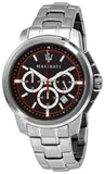 Maserati Successo Chronograph Black Dial Silver Steel Strap Watch For Men - R8873621009